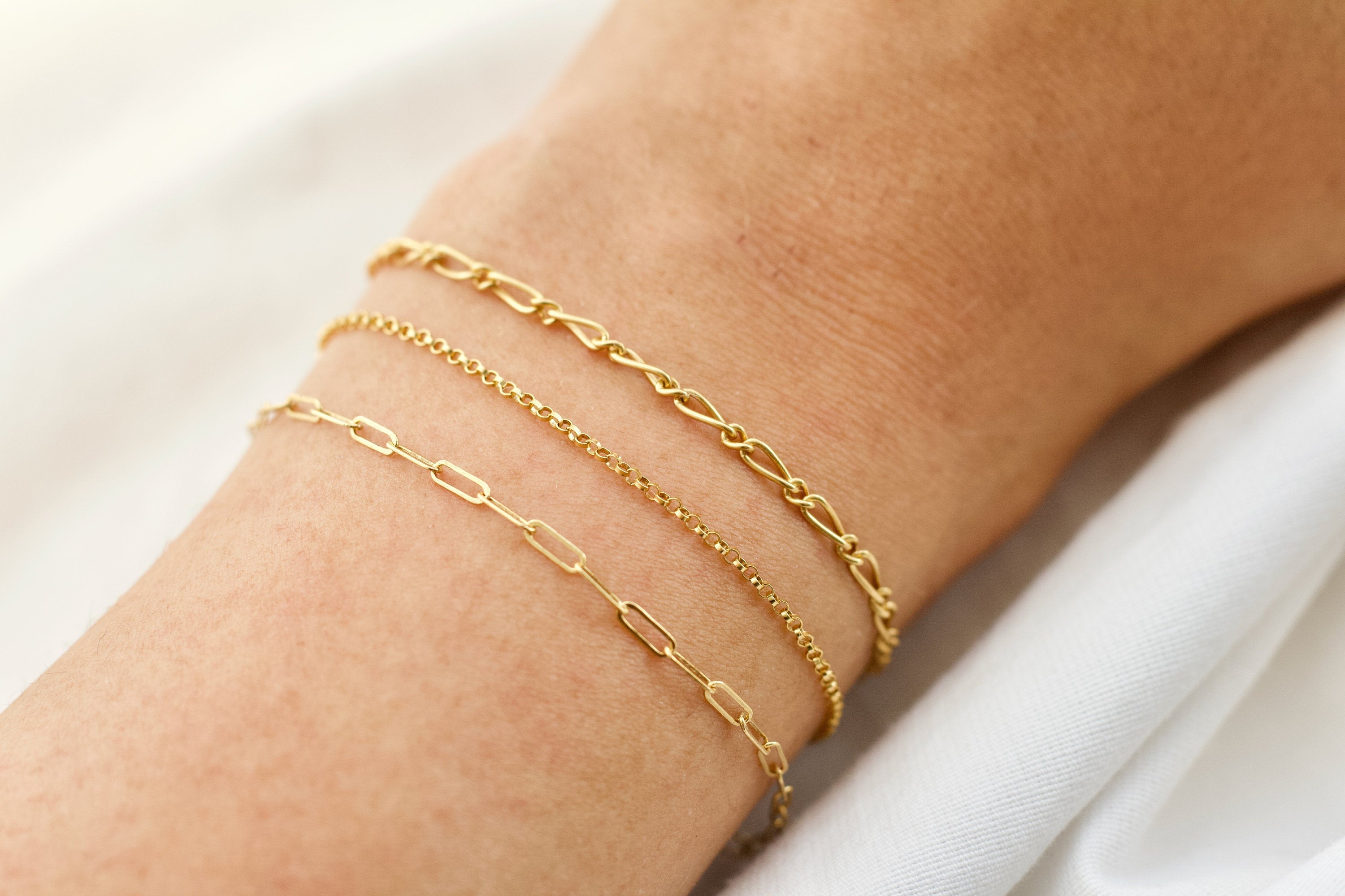 Dainty Gold Stacking Bracelets – Tesoro - Main Image
